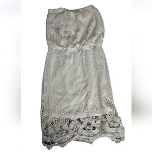 Spiaggia Dolce S Cream Strapless lace dress cover up NWT